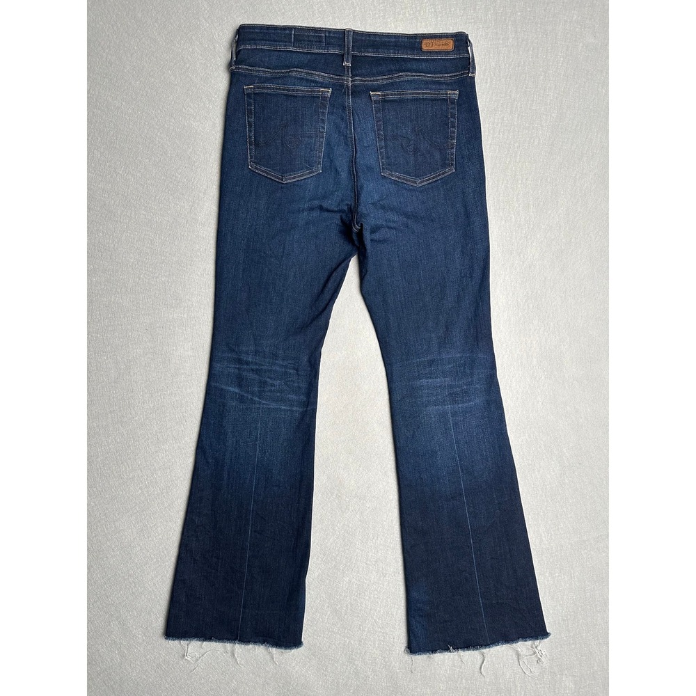 AG Adriano Goldschmied Farrah Boot Jeans 31 High Rise Dark Wash Raw Hem Flare - Picture 2 of 8